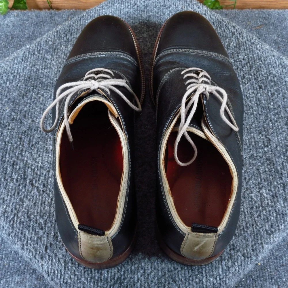 Johnston & Murphy 15-4705 Mens Cap Toe Oxford Size 9M Dress Shoes Black Leather‎